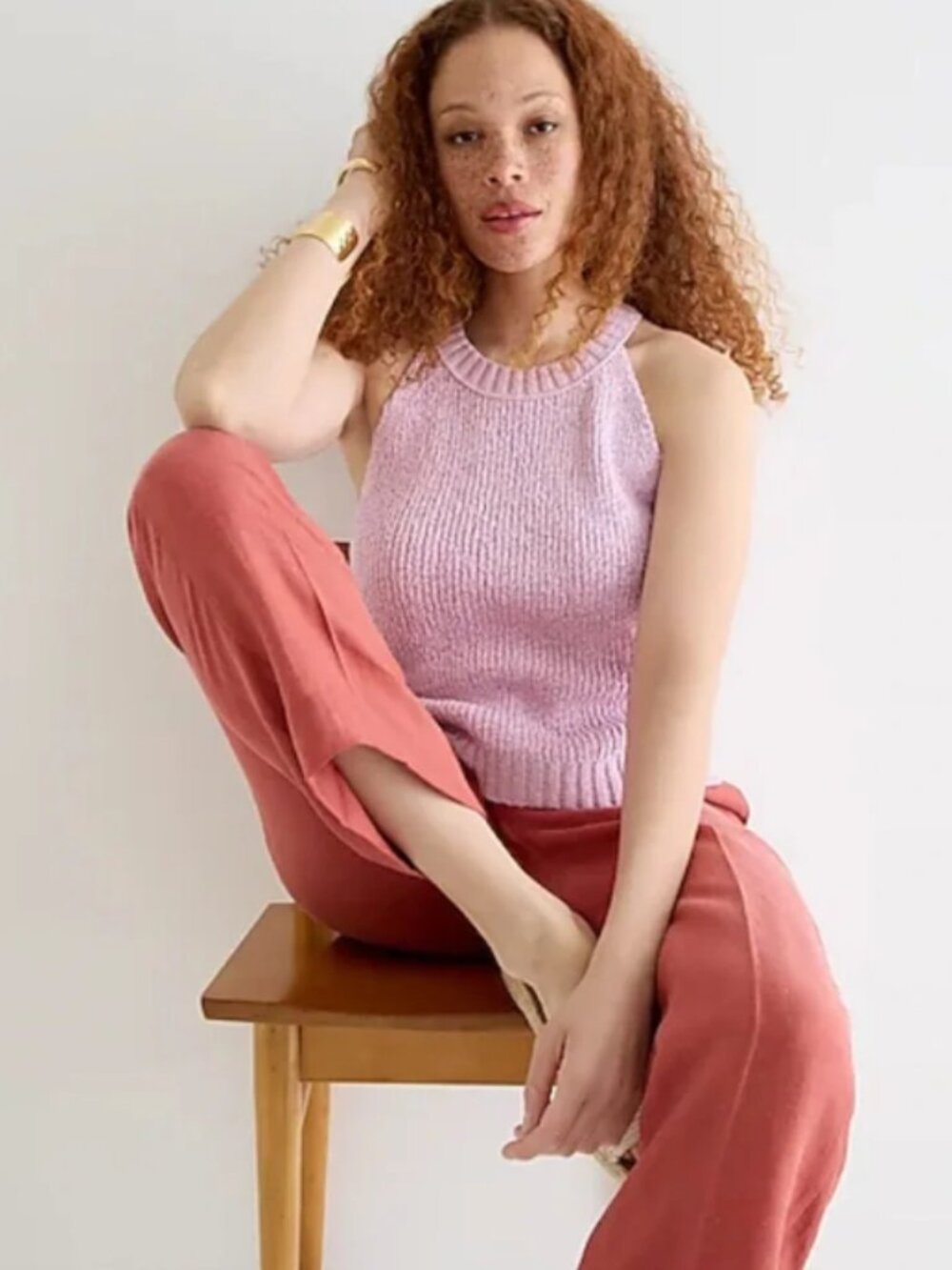 J. Crew Pink/Lavender Summer Knit Halter Tank Top Size SM